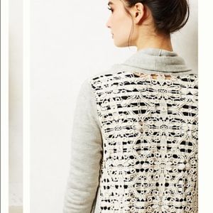 Anthropologie Yoon Grey Lace Back Cardigan (XS)